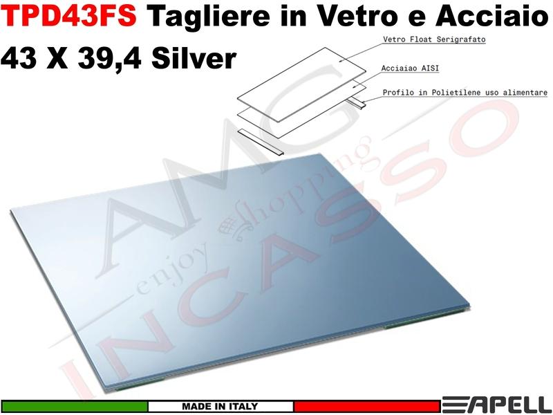 Accessorio Apell TPD43FS Cover Tagliere in Vetro cm.24X51,2 Silver