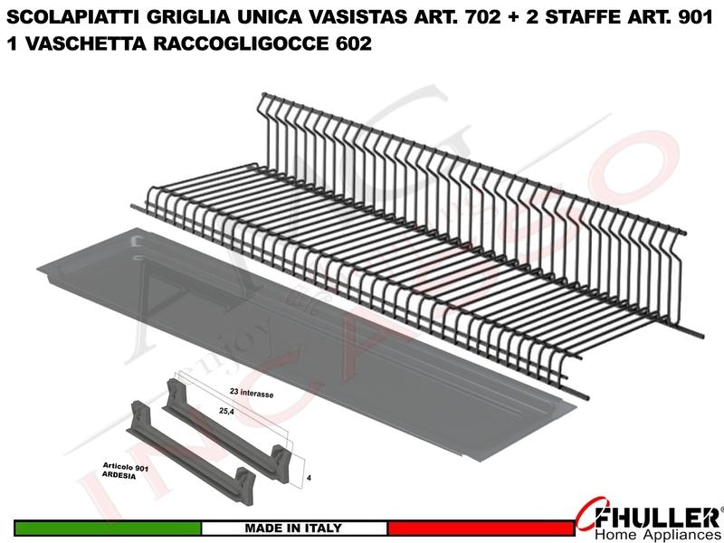 Scolapiatti Griglia Unica VASISTAS ARDESIA 702 Pensile 90 Interno 85,6 + Staffe+Vaschetta