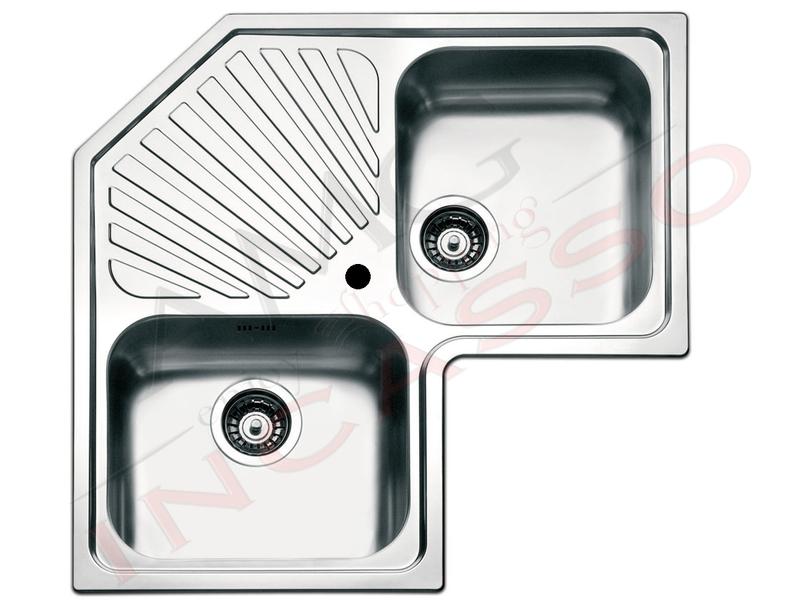 Lavello Cucina Angolo 2 Vasche cm.83X83 Acciaio Inox