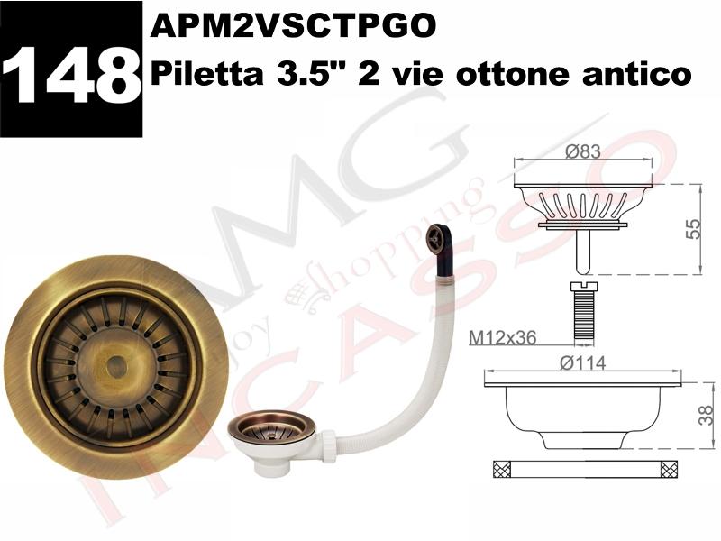 Piletta Per Lavello Cucina.Accessorio 148 Elleci Apm2vsctpgo Piletta 2 Vie 3 5 Ottone Antico Amg Incasso Elettrodomestici Da Incasso