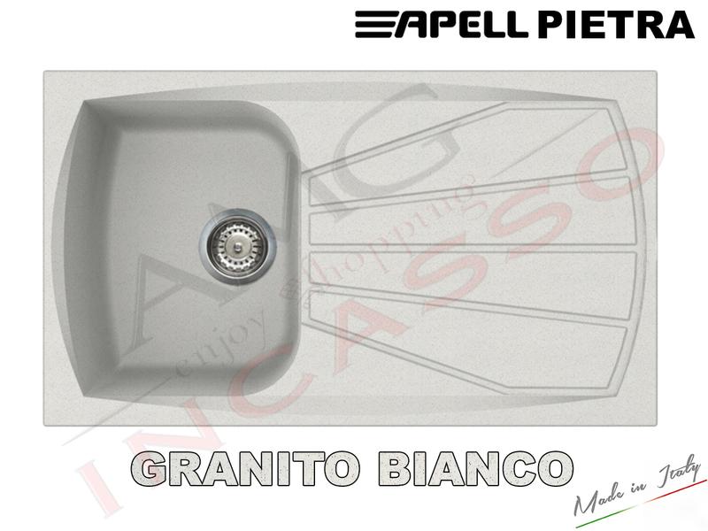 Lavello Cucina Fragranite Bianco.Lavello Cucina Pietra 1 Vasca Cm 86x50 Pietra Fragranite Bianco Amg Incasso Elettrodomestici Da Incasso