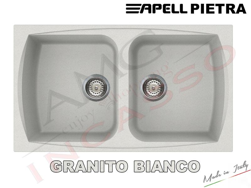 Lavello Cucina Fragranite Bianco.Lavello Cucina Pietra 2 Vasche Cm 86x50 Fragranite Bianco Amg Incasso Elettrodomestici Da Incasso