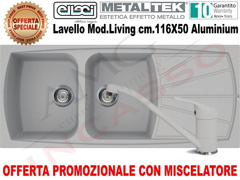 Lavello Cucina Due Vasche E Gocciolatoio.Alluminio Amg Incasso Elettrodomestici Da Incasso