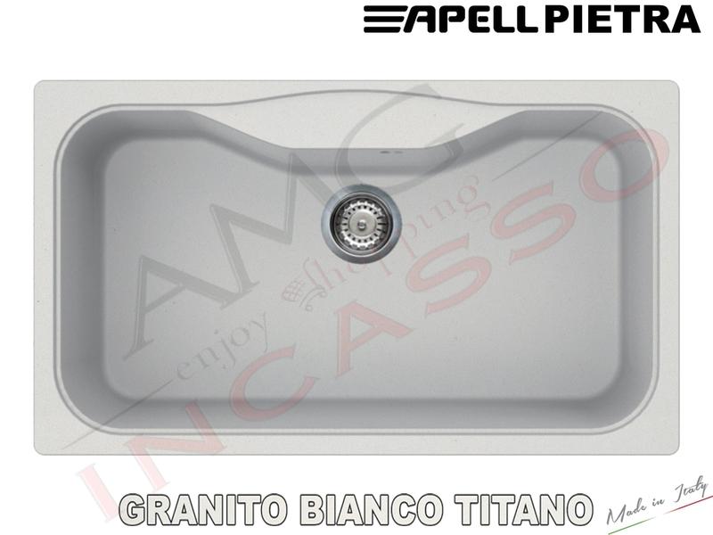 Lavello Cucina 1 Vasca 86x50.Lavello Cucina 1 Vasca Vascone Cm 86x50 Pietra Fragranite Bianco Amg Incasso Elettrodomestici Da Incasso