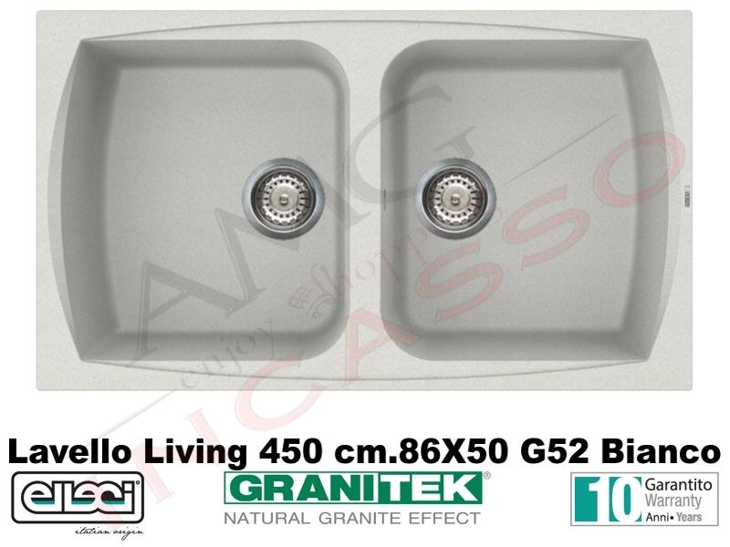 Lavello Cucina Due Vasche Bianco.Lavello Cucina 2 Vasche Living Granitek Cm 86x50 G52 Bianco Amg Incasso Elettrodomestici Da Incasso